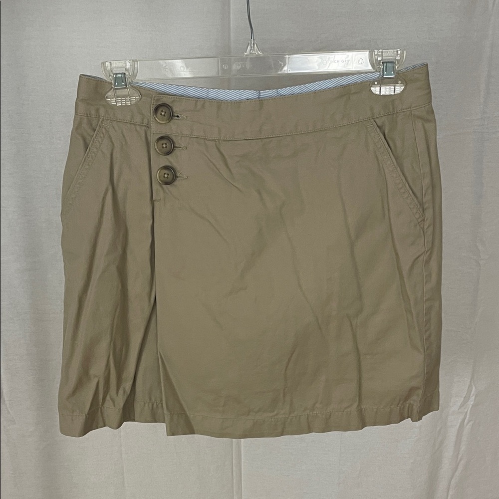 Lands' End Stylish Khaki Button-Accent Skort Size 8